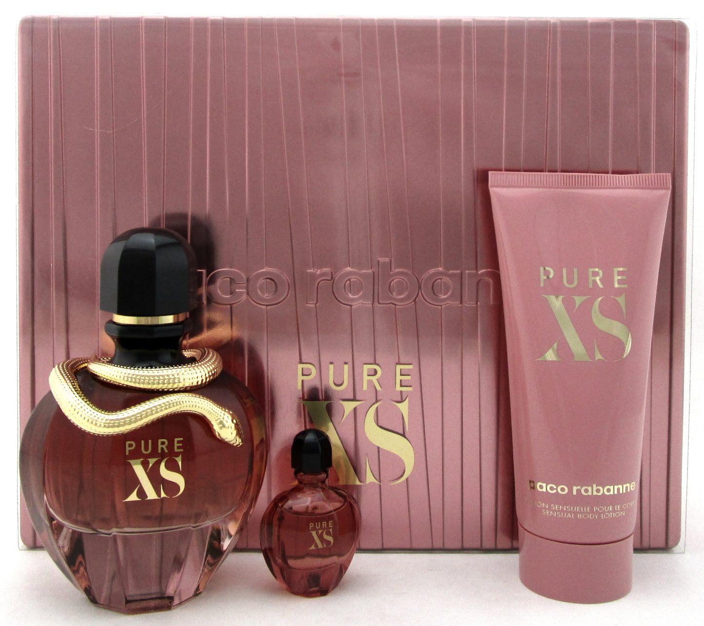 PURE XS for Her by Paco Rabanne 2.7 oz.& 6 ml. EDP + 3.4 oz. B/Lotion. New SET