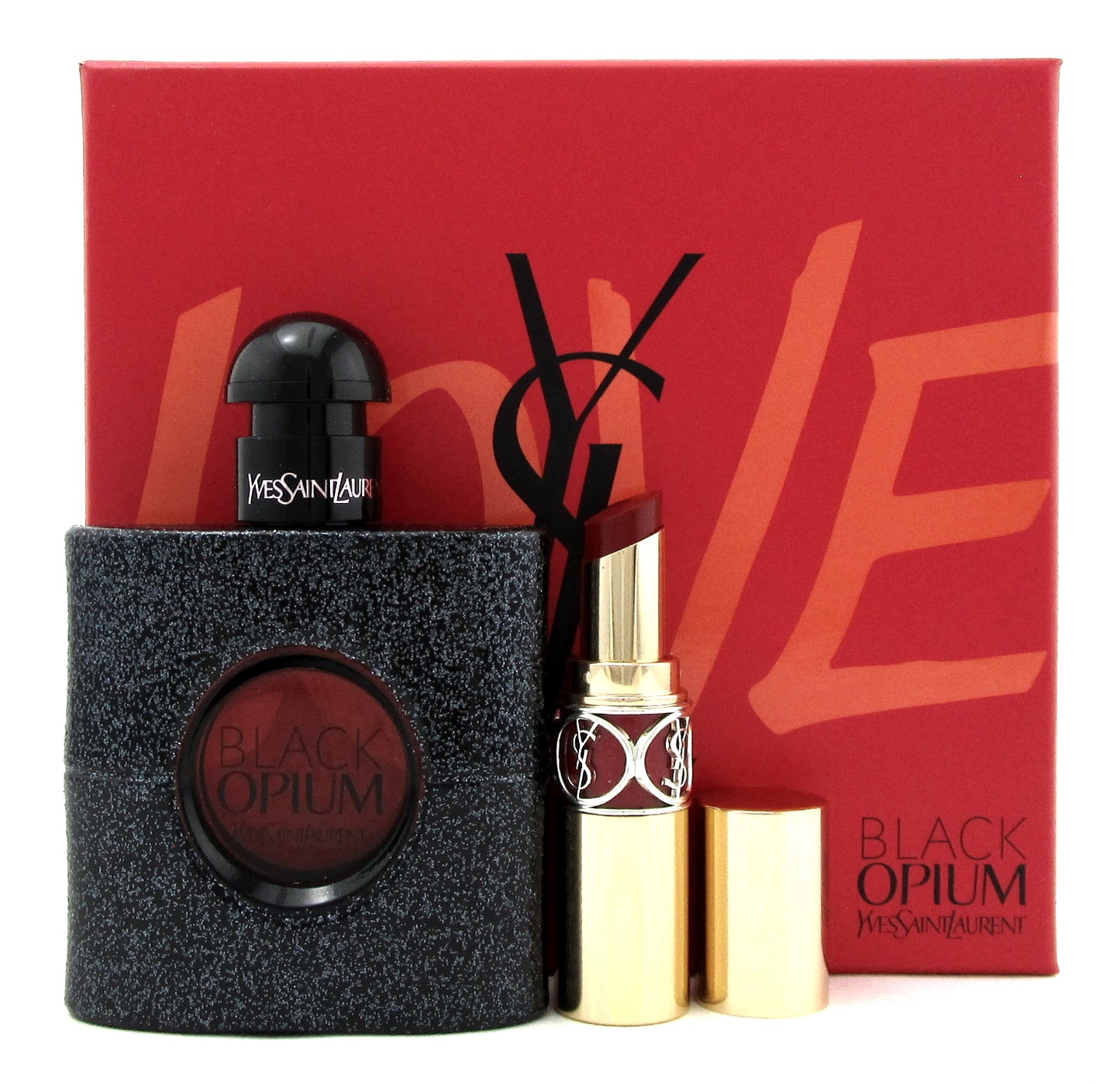 Black Opium by Yves Saint Laurent 1.6 oz EDP Spray + Lipstick. New Set for Women