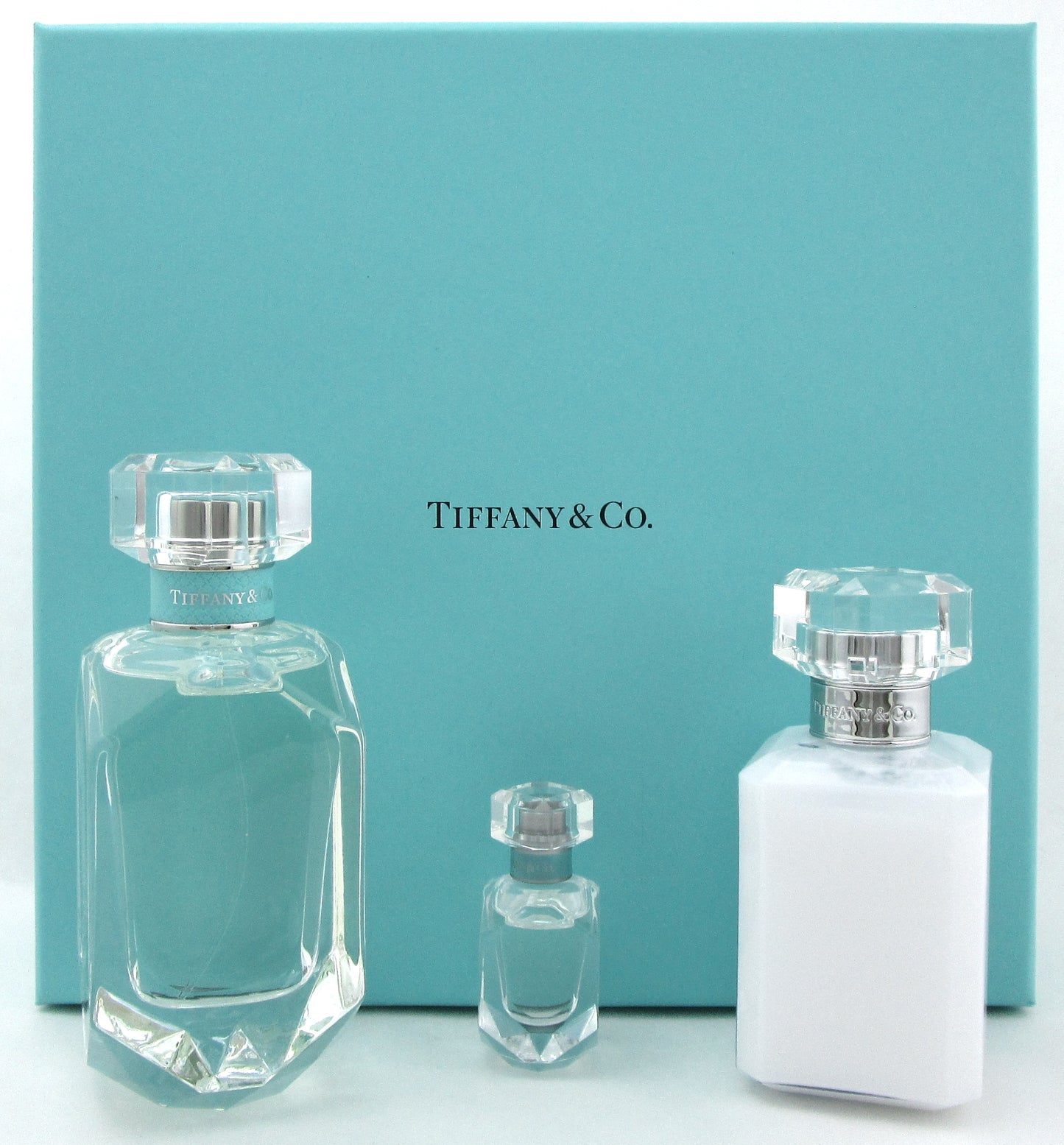 Tiffany by Tiffany & Co 2.5 oz EDP Spray & 5 ml EDP Splash + 3.4 oz Body Lotion. New SET