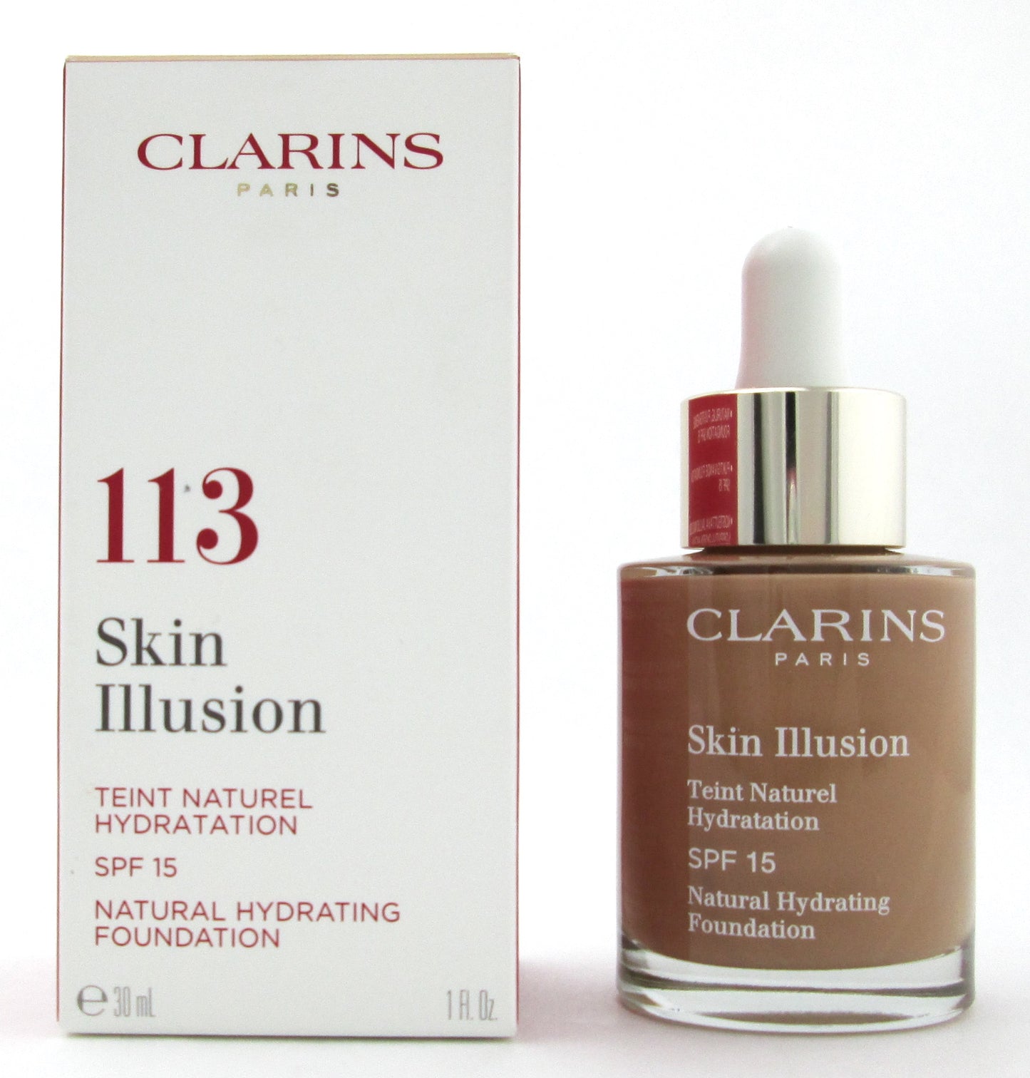 Clarins Skin Illusion Natural Hydrating Foundation SPF 15 # 113 Chestnut 30 ml./ 1.0 oz. New