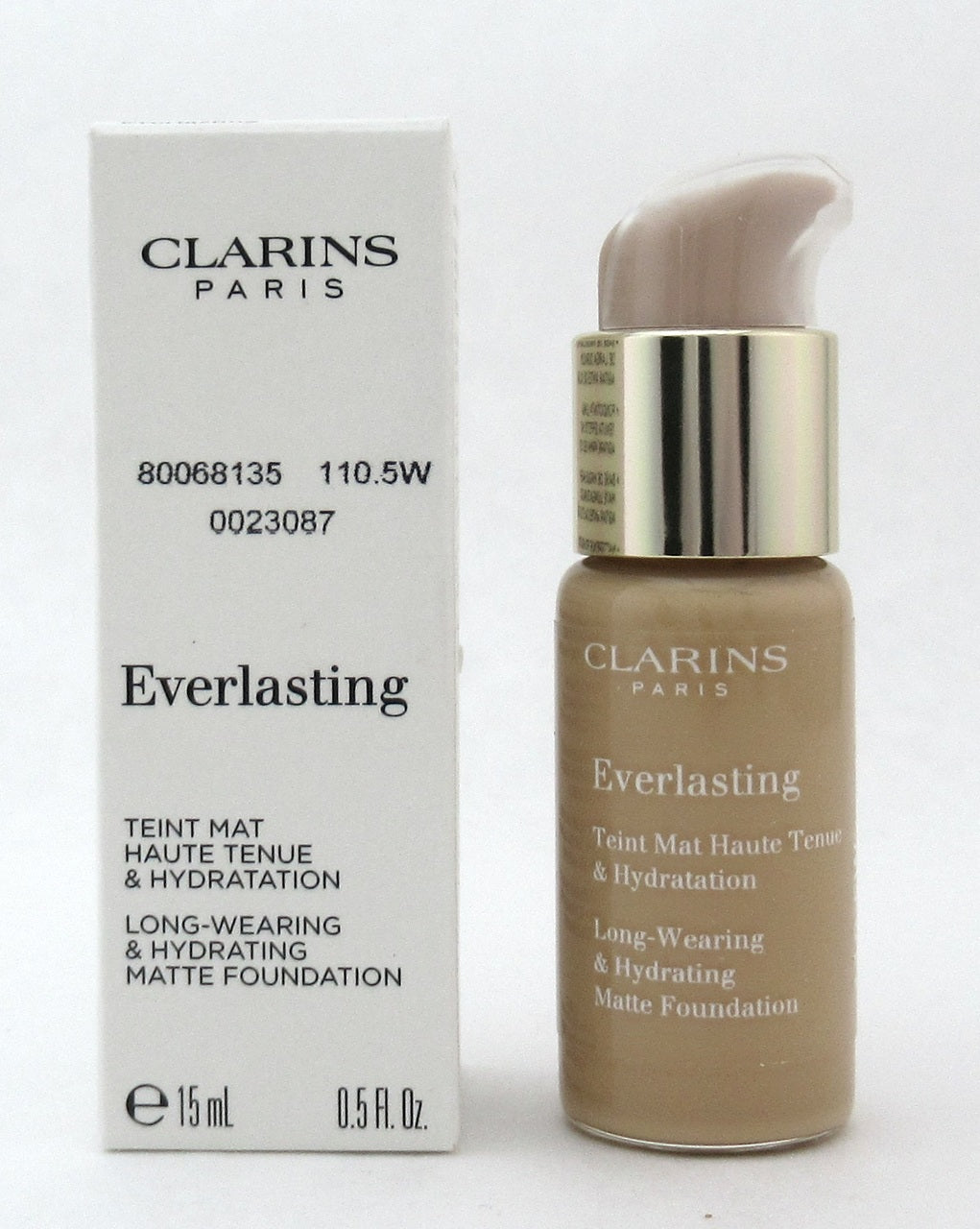 Clarins Everlasting Long Wearing & Hydrating Matte Foundation 110.5W Tawny 15 ml./ 0.5 oz. New Tester