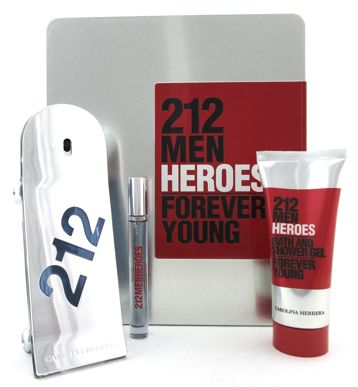 212 Men Heroes by Carolina Herrera 3.0 oz & 10 ml EDT Spray + 3.4 oz Sh/Gel. New SET