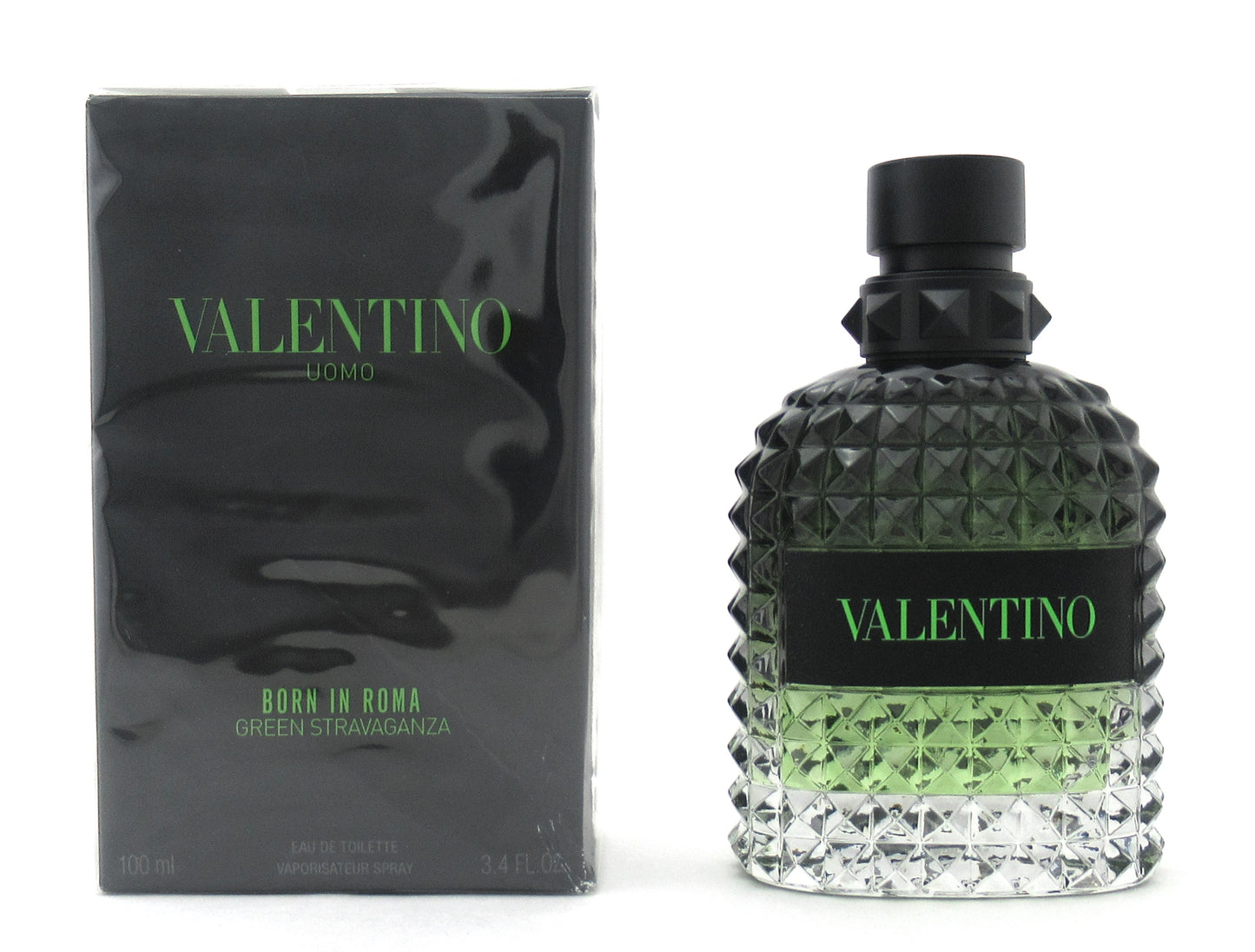 Valentino Uomo Born In Roma Green Stravaganza EDT Spray for Men 100 ml./ 3.4 oz. New Damaged Box