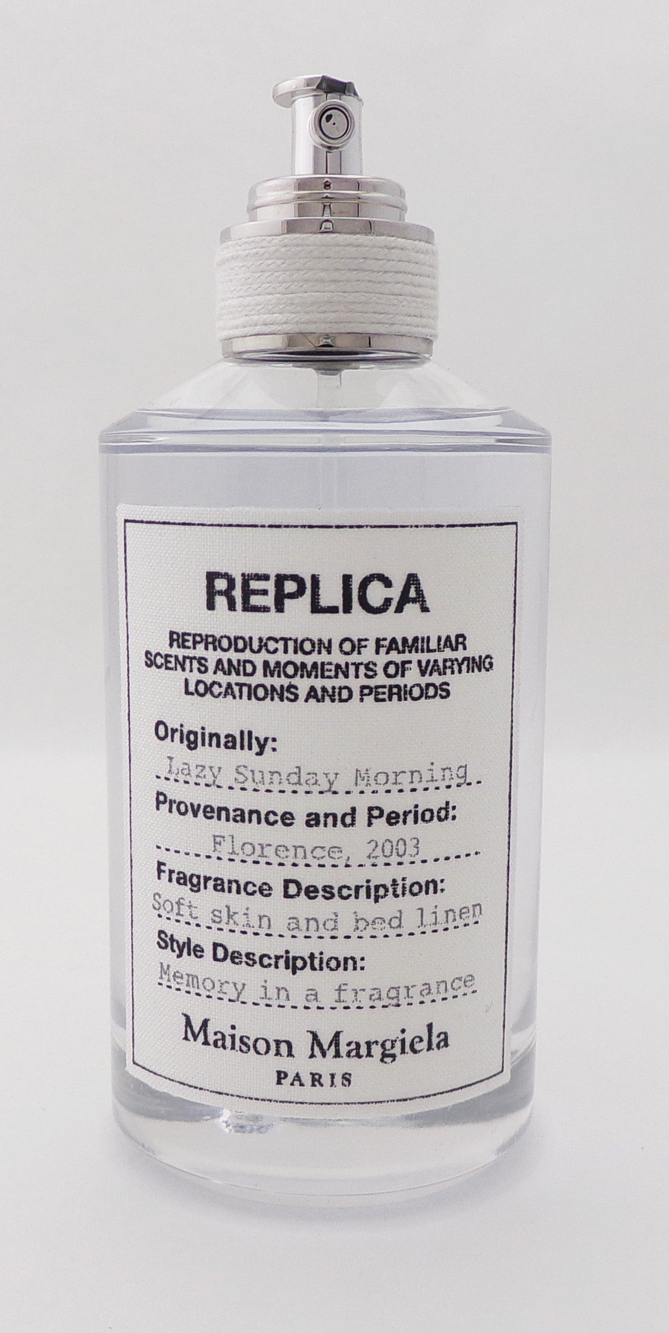 REPLICA Lazy Sunday Morning by Maison Margiela 3.4 oz. Eau de Toilette Refillable Spray Unisex NO BOX Lower Fragrance Level Damaged Sprayer