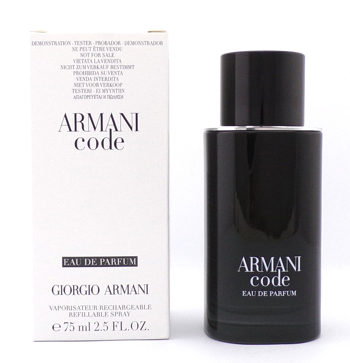 Armani Code by Giorgio Armani 75 ml./ 2.5 oz. Eau de Parfum REFILLABLE Spray for Men New Tester w/Cap
