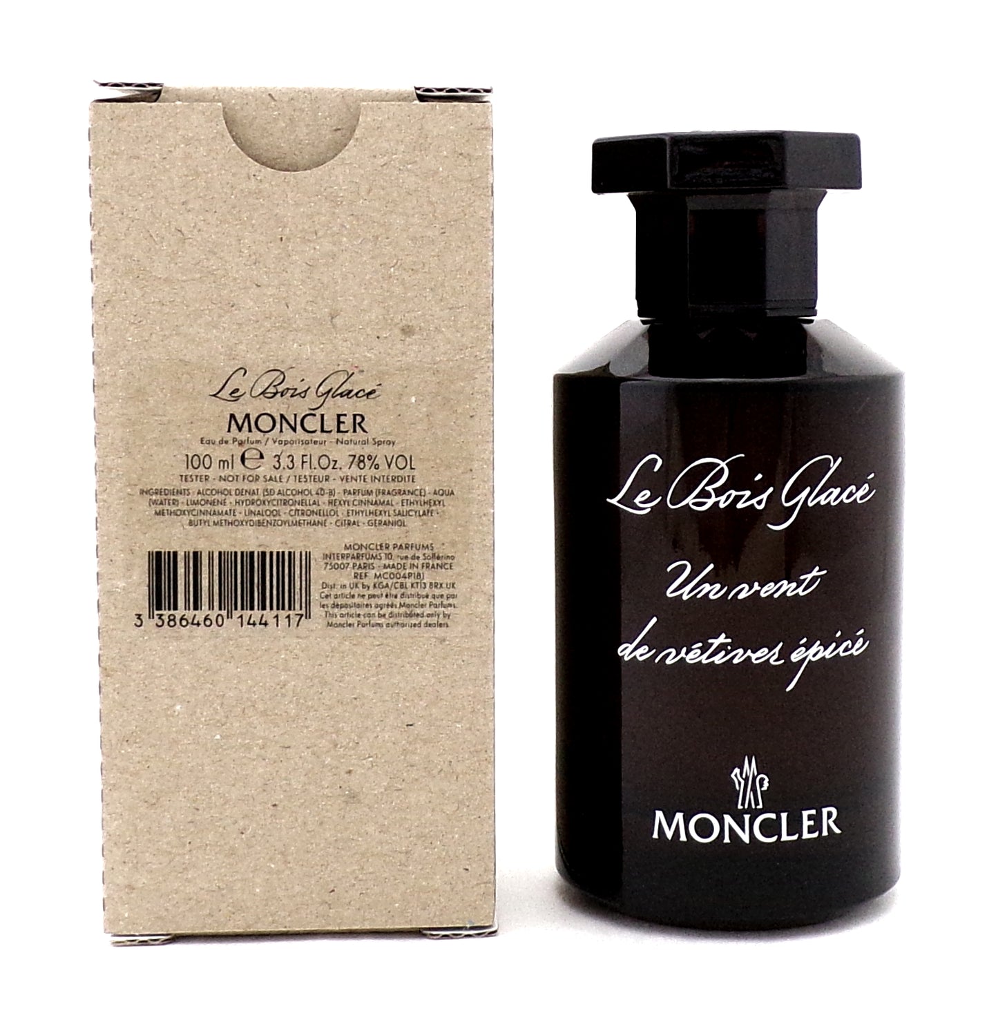 Moncler LE BOIS GLACE 3.3 oz./ 100 ml. Eau de Parfum Spray Unisex. New Tester w/Cap