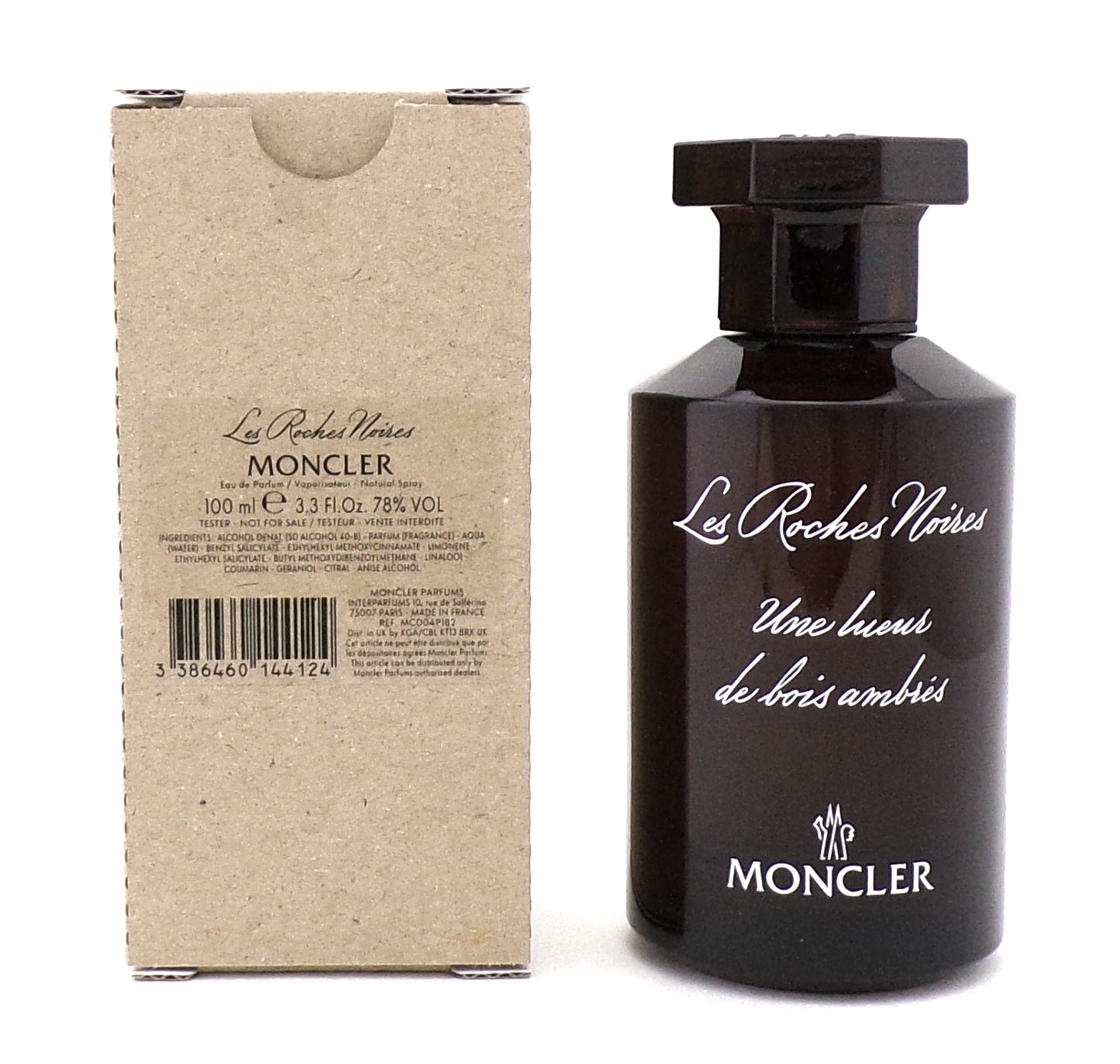 Moncler LES ROCHES NOIRES 3.3 oz./ 100 ml. Eau de Parfum Spray Unisex. New Tester w/Cap