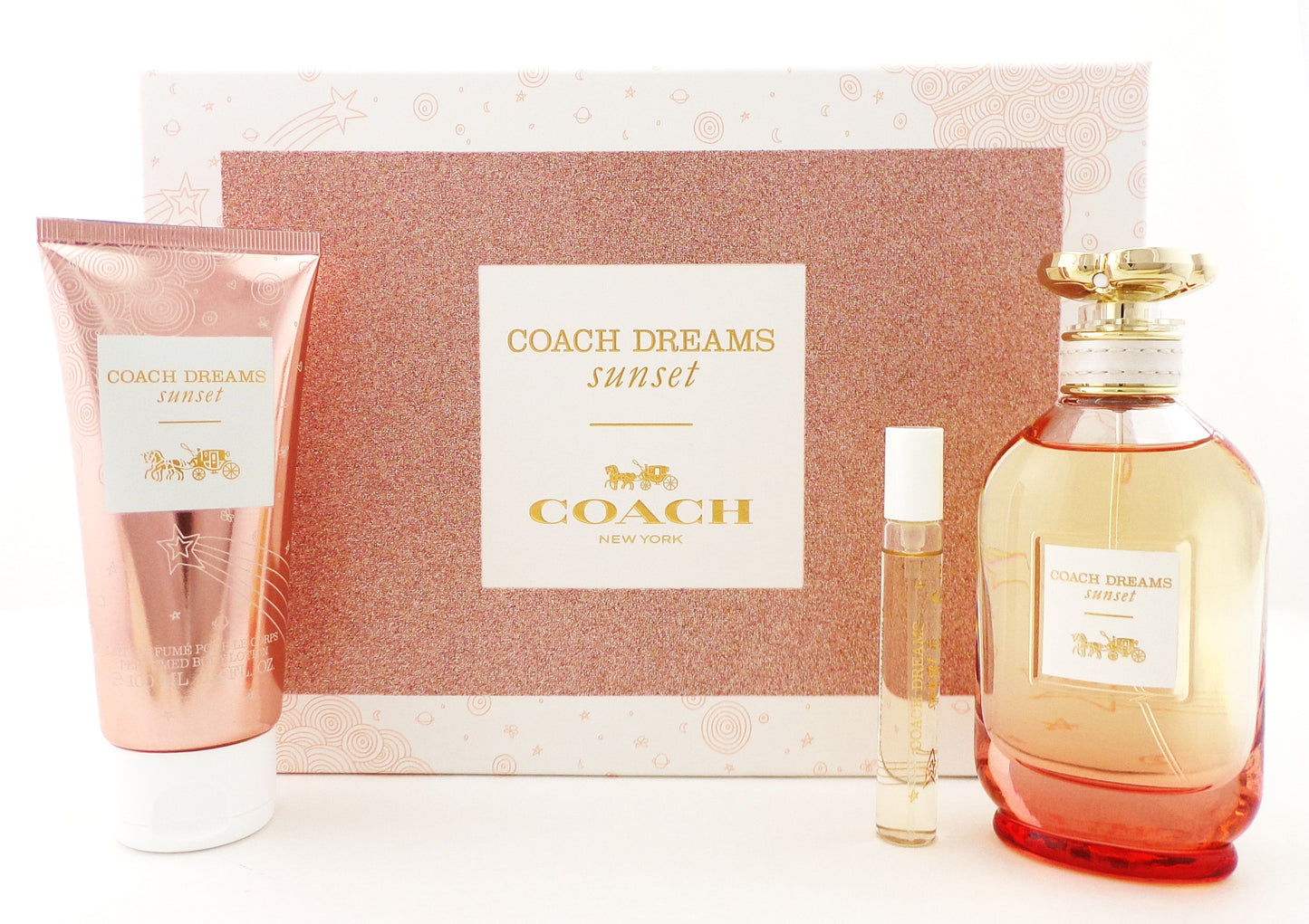 Coach DREAMS Sunset 3.0 oz. & 0.25 oz. EDP Spray+ 3.3 B/Lotion New Women SET Damaged Box