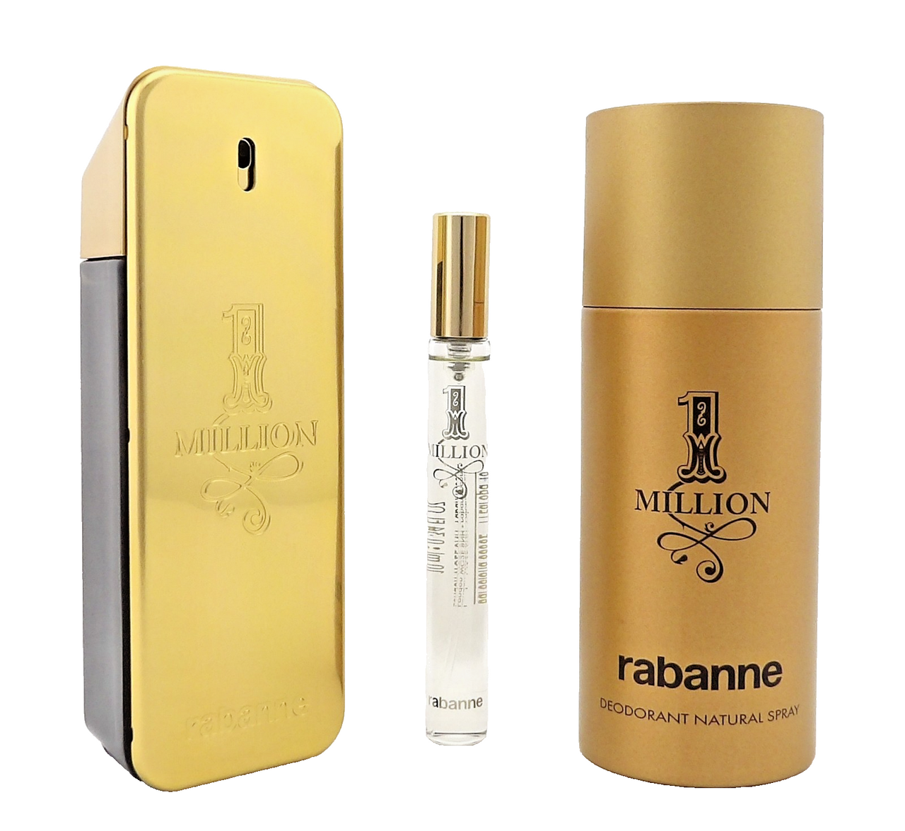 1 Million by Rabanne 3.4 oz & 0.34 oz EDT Spray+ 5.1 oz Deo Spray New Men's SET
