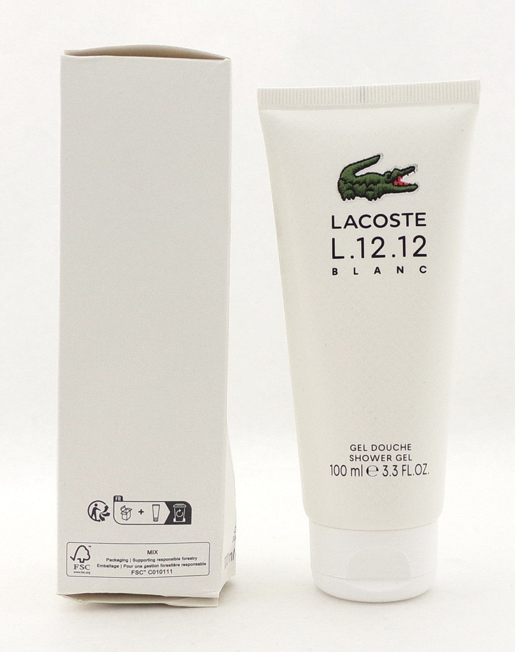 Lacoste L.12.12 BLANC 3.3 oz. Shower Gel for Men. New Damaged Box