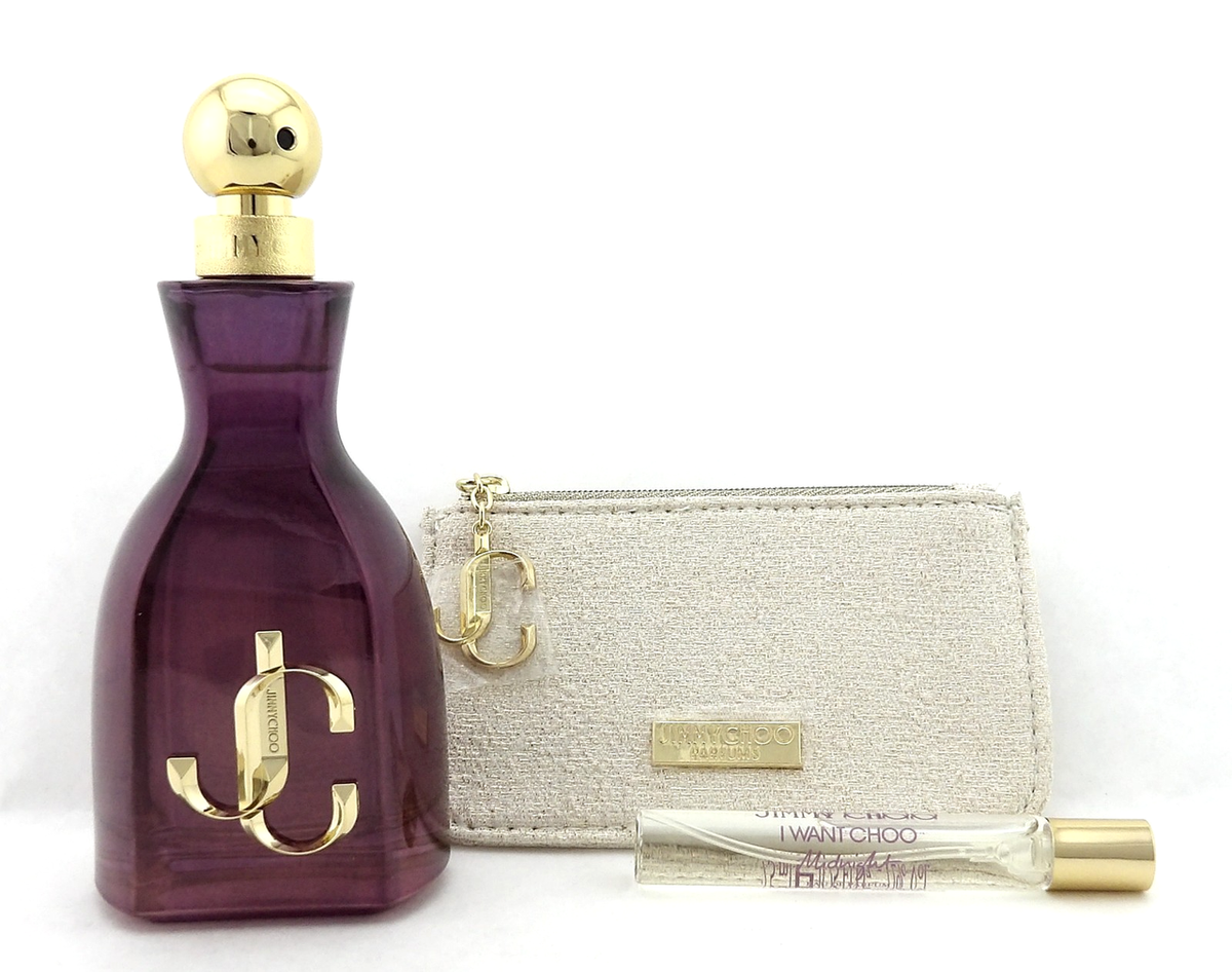 Jimmy Choo I Want Choo MIDNIGHT 3.3oz & 0.25oz EDP Spray + Pouch New Women's SET