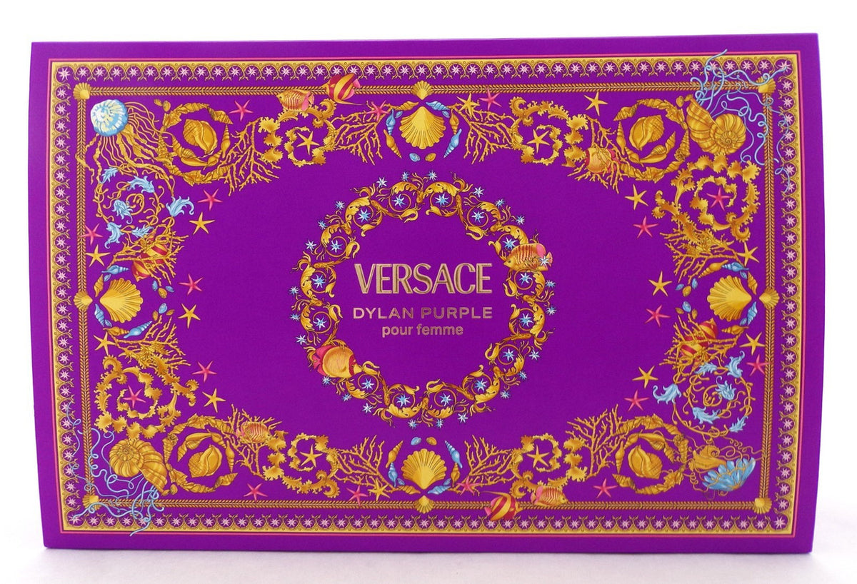 Versace DYLAN PURPLE 4 Pcs Set: 3.4 oz + 5ml EDP +3.4 oz Sh/Gel +3.4oz B/Lot NEW
