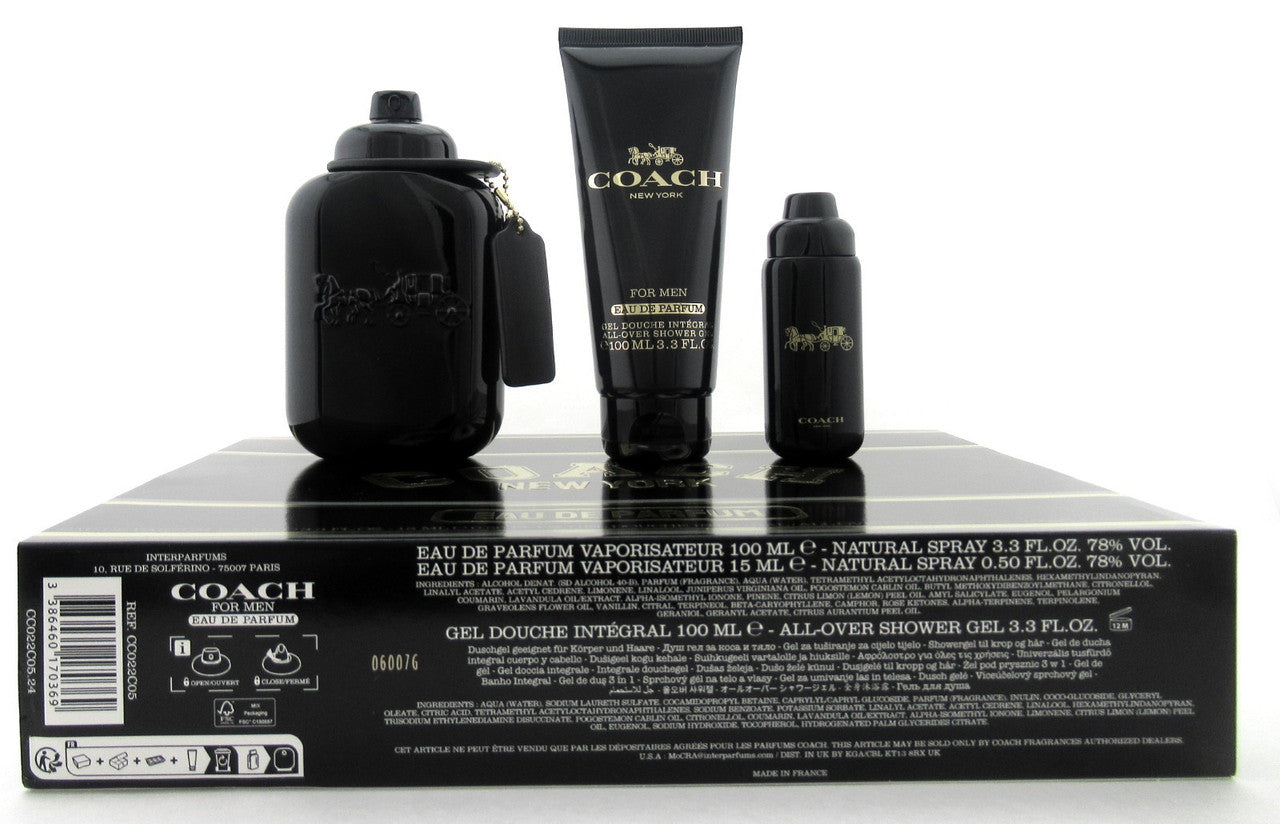 Coach New York for Men 3.3 oz+15 ml. EDP Spray+3.3 oz Shower Gel New Set Dmg/Box