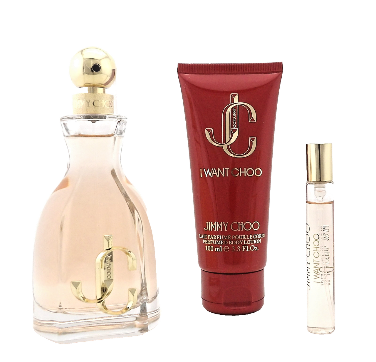 Jimmy Choo I WANT CHOO 3.3 oz & 0.25 oz EDP Spray + 3.3 oz B/Lotion. New SET