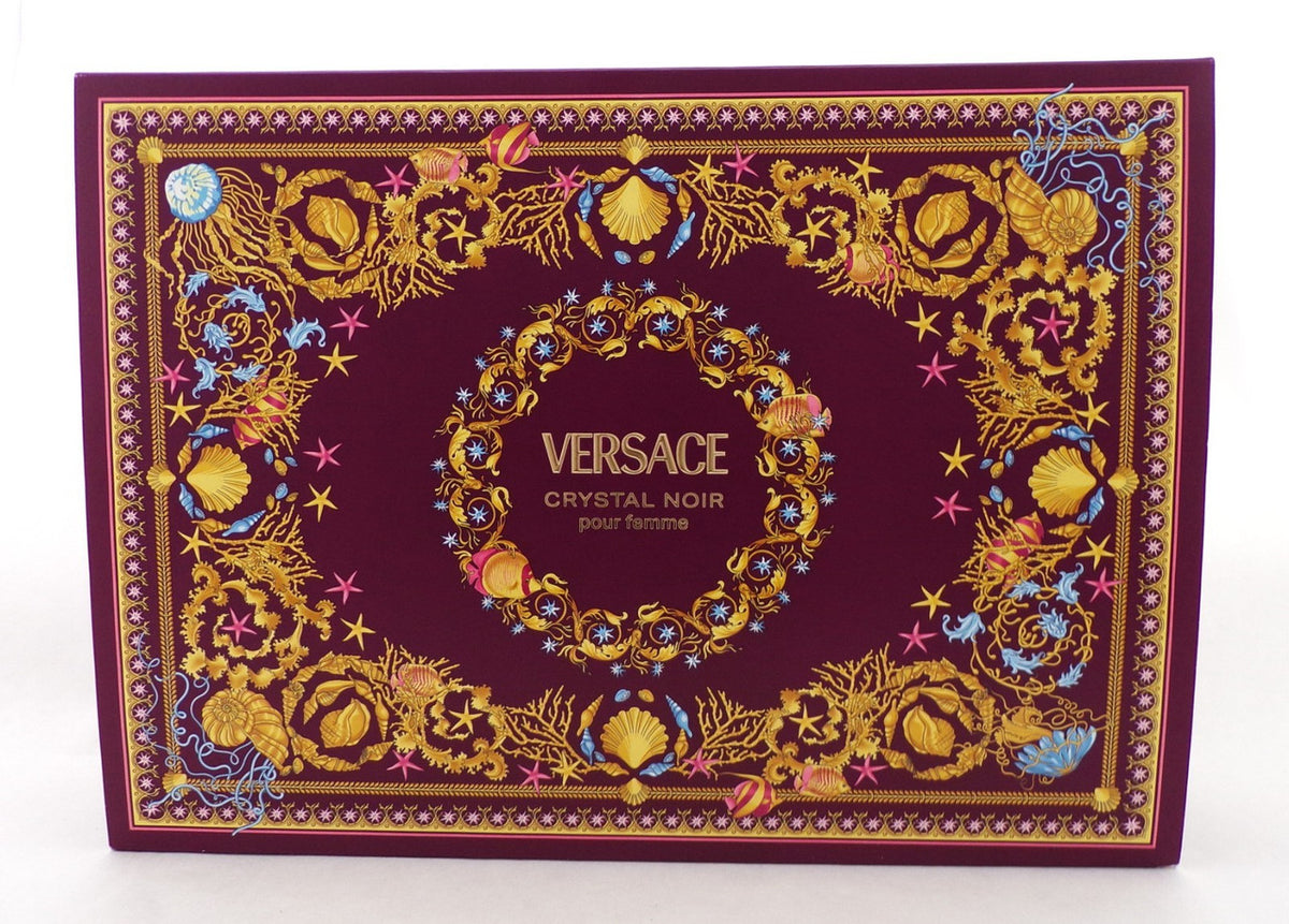 Versace CRYSTAL NOIR 4 pcs Set: 3.0oz EDP Spray & 5ml EDP + 3.4oz B/Lot & Sh/G