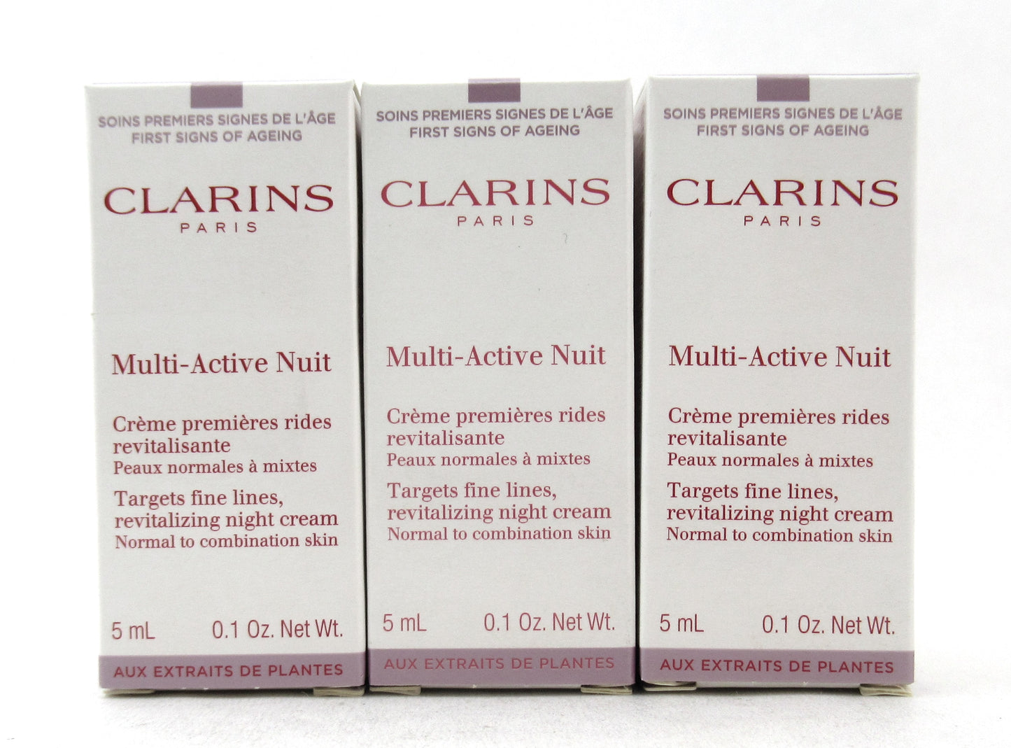 Clarins Multi-Active Nuit Night Cream Normal to Combination Skin 5 ml./0.1 oz. Sample Size Lot of 6 New