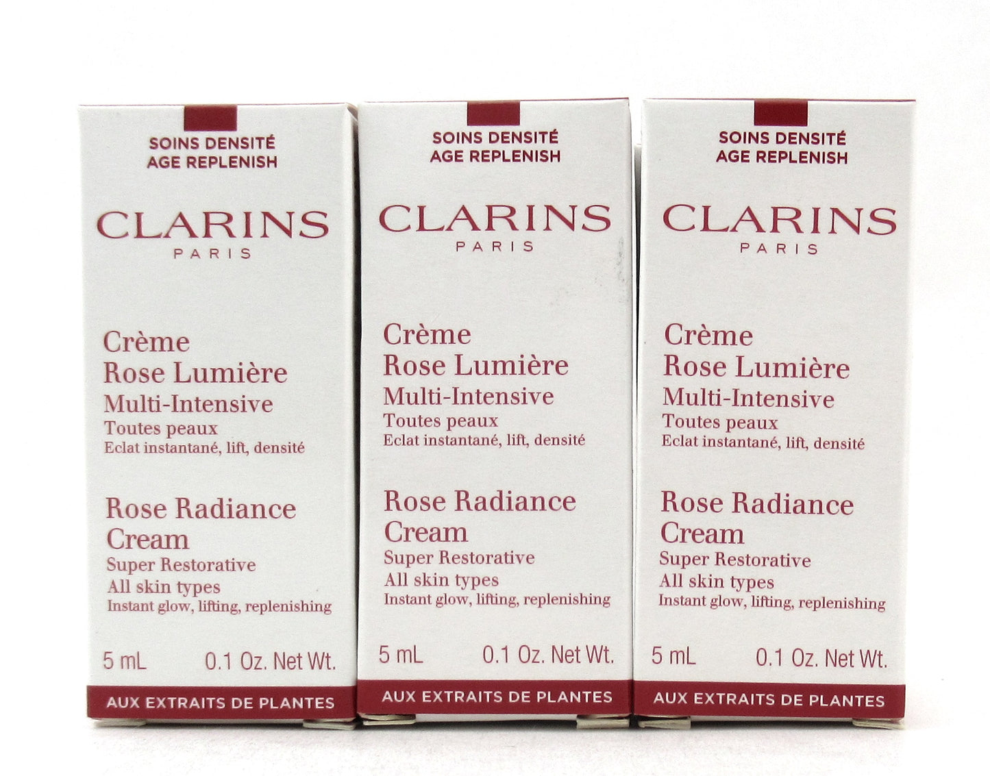Clarins Rose Radiance Cream Super Restorative 5 ml./ 0.1 oz. Travel Sample LOT of 6