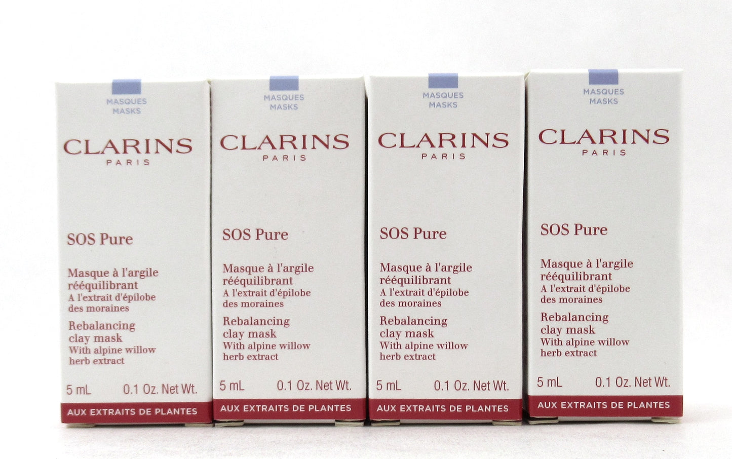 Clarins SOS Pure Rebalancing Clay Mask Travel Size 5 ml./ 0.1 oz. Lot of 7