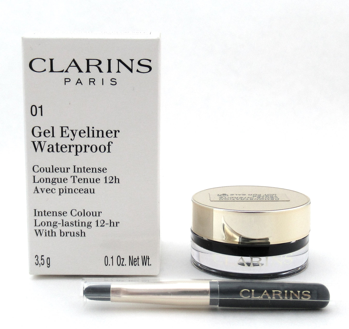 Clarins Gel Eyeliner Waterproof W/Brush # 01 Intense Black 3.5 g./ 0.1 oz. New Tester