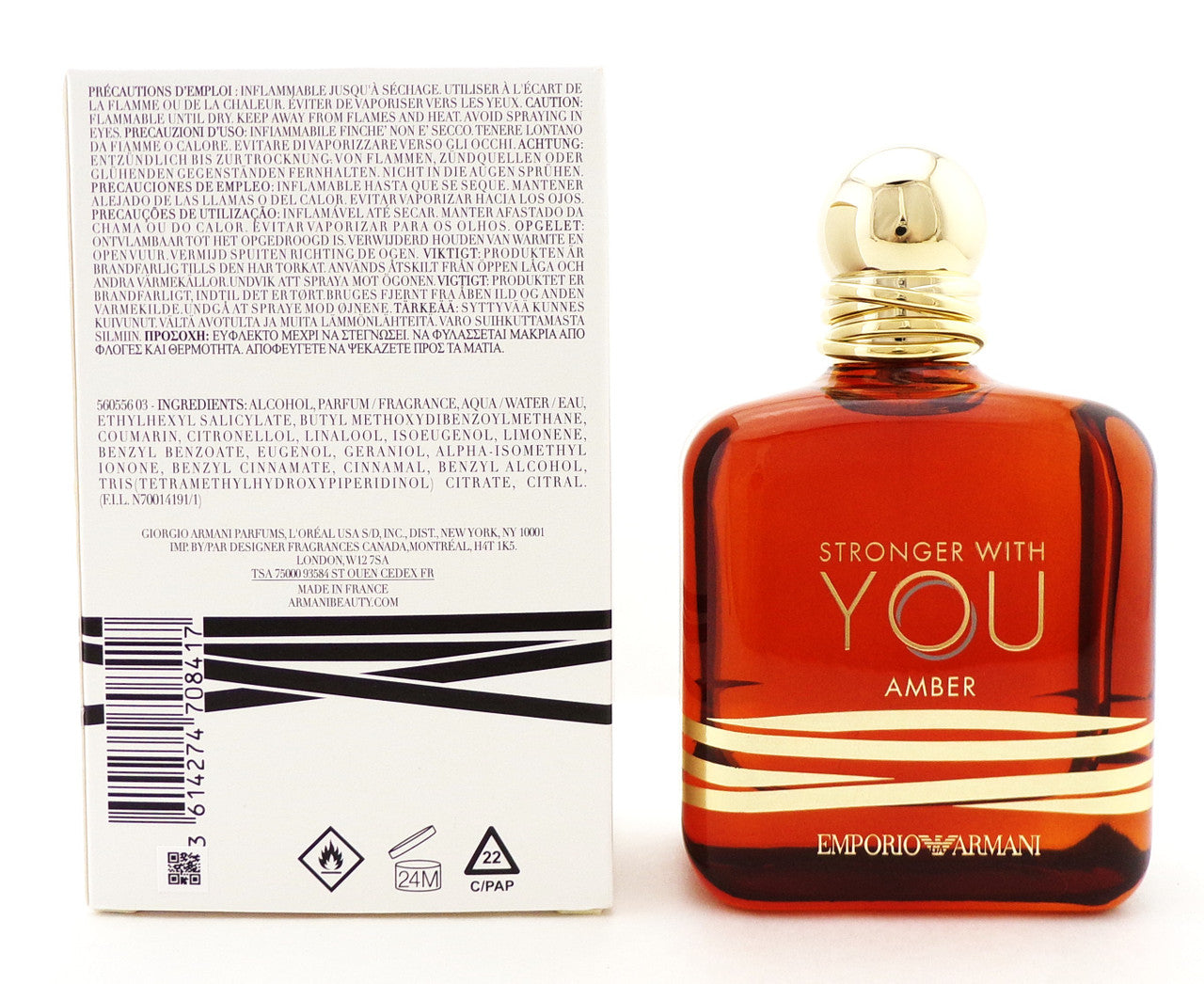 Emporio Armani Stronger With You AMBER 3.3 oz. EDP Spray for Men. New Tester w/Cap