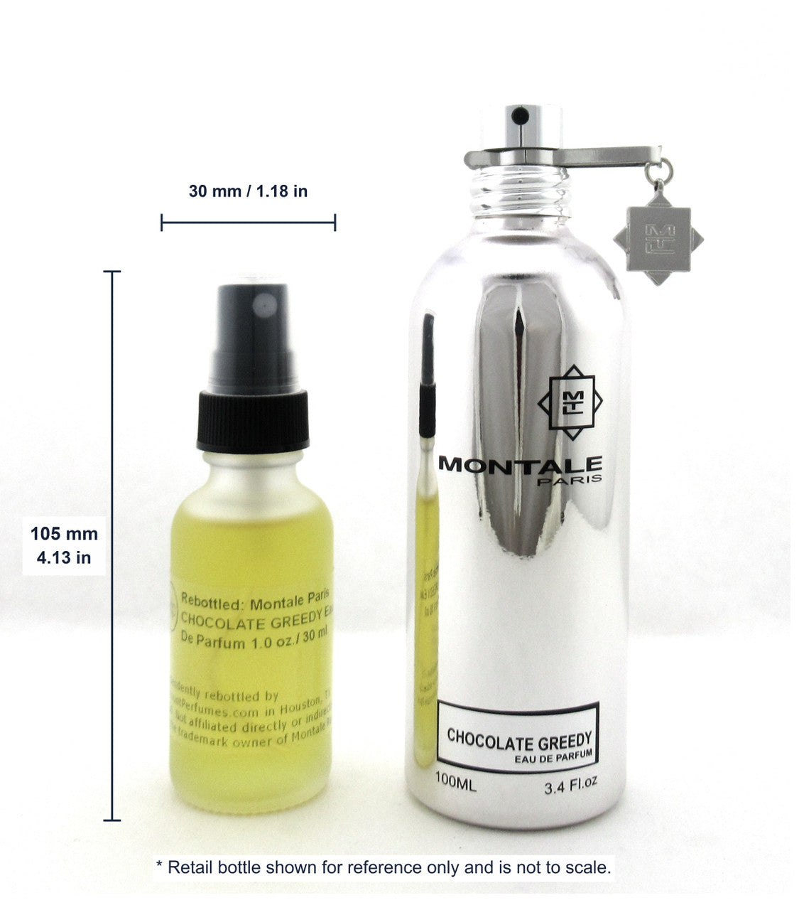 Travel Spray: Montale Paris CHOCOLATE GREEDY Eau De Parfum Refillable Spray 1.0 oz./ 30 ml. NO BOX Glass Bottle