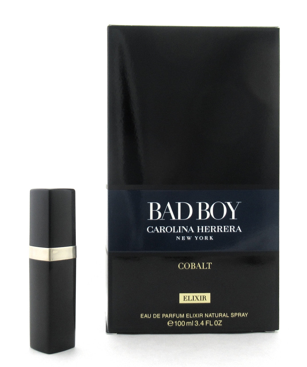 Rebottled: BAD BOY COBALT ELIXIR by Carolina Herrera Eau De Parfum Refillable Spray 0.25 oz./ 7.5 ml.