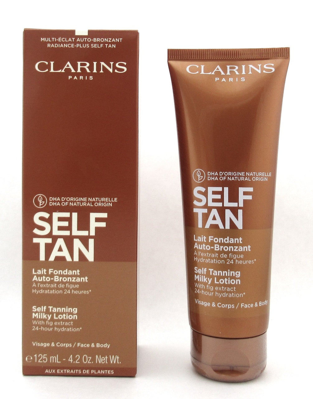 Clarins Self Tan Self Tanning Milky Lotion W/Fig Extract Face & Body 125 ml./ 4.2 oz. New