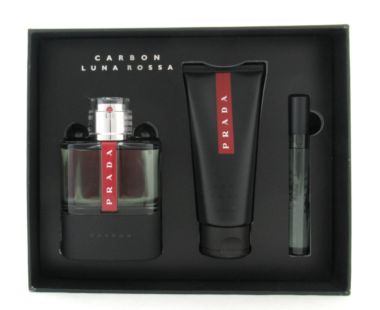 Prada Luna Rossa Carbon 3.4 oz EDT Spray+3.4oz Shower Gel +10 ml New Set in Box