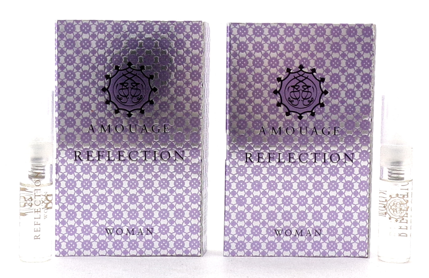 Amouage Reflection Woman 0.05 oz./ 2 ml. Eau de Parfum Sample Spray. LOT of 2 Vials. New with Card