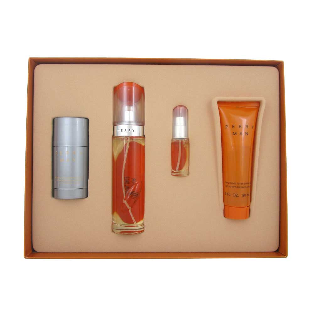 Perry MAN by Perry Ellis 4Ps Set: EDT 3.4oz.&7.5ml+Deo 2.7oz+A/Sh 3oz