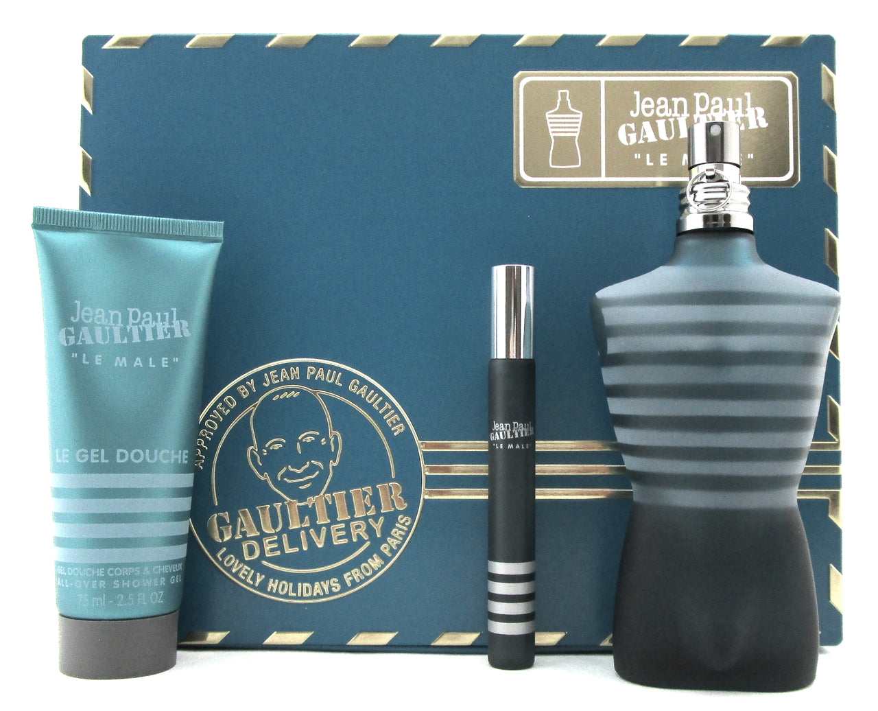Jean Paul Gaultier Le Male 4.2 oz. & 10 ml. EDT Spray + 2.5 oz. SH/Gel. New Set