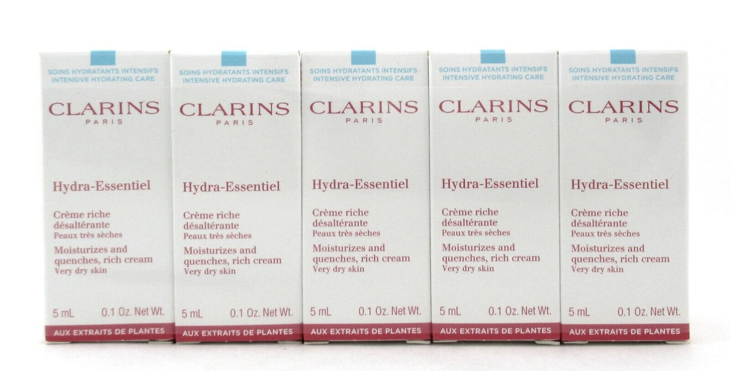 Clarins Hydra-Essentiel Rich Cream Very Dry Skin Sample 5 ml./ 0.1 oz. Lot of 10