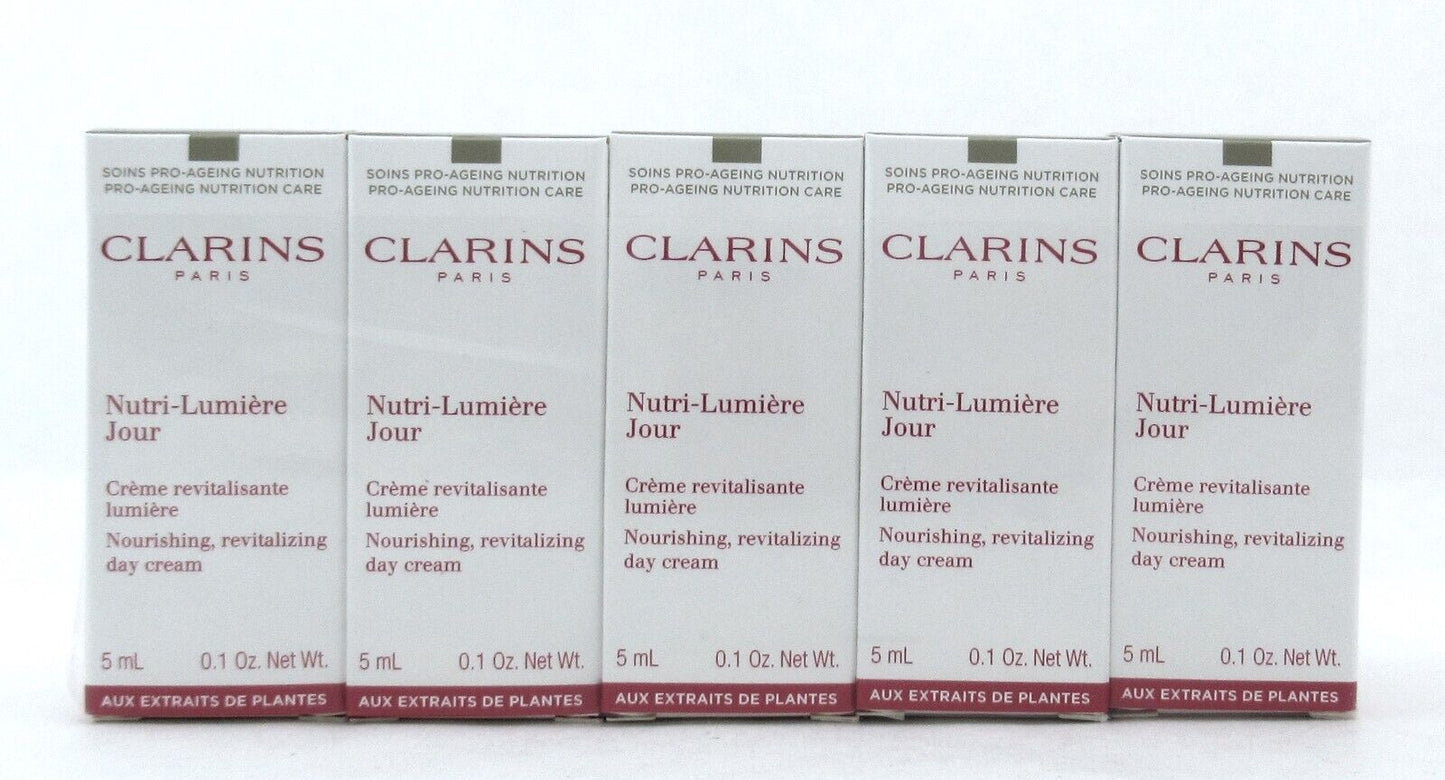 Clarins Nutri Lumiere Jour Day Cream 5 ml./ 0.1 oz. Sample Lot of 10 New