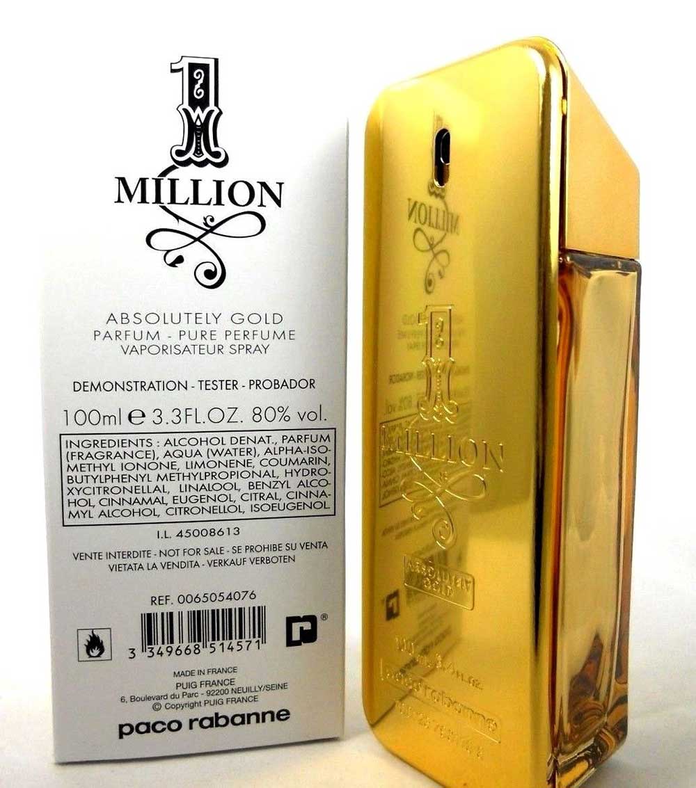 Paco Rabanne 1 Million Absolutely Gold Parfum 3.3 oz./100 ml. *Tester