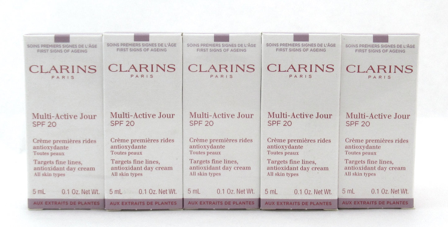 Clarins Multi-Active Jour Day Cream SPF20 All Skin T. 5 ml Sample Size Lot of 10