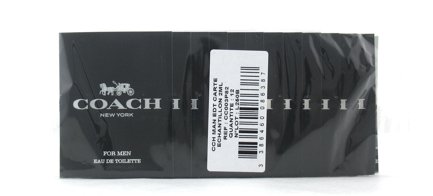 Coach New York for MEN Eau de Toilette Vial Sample 2 ml. Each Lot of 12 New