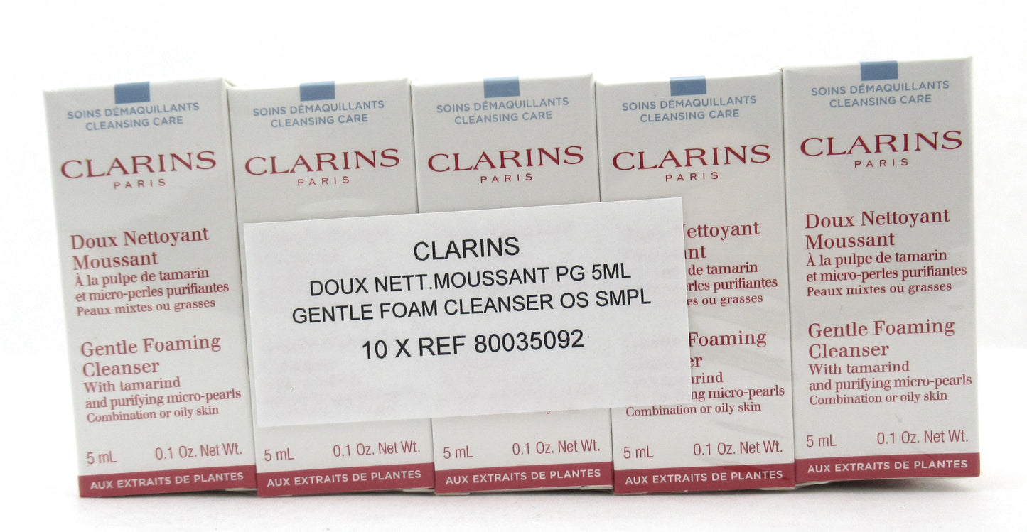 Clarins Gentle Foaming Cleanser with Tamarind 5 ml. Travel Size LOT of 10 New