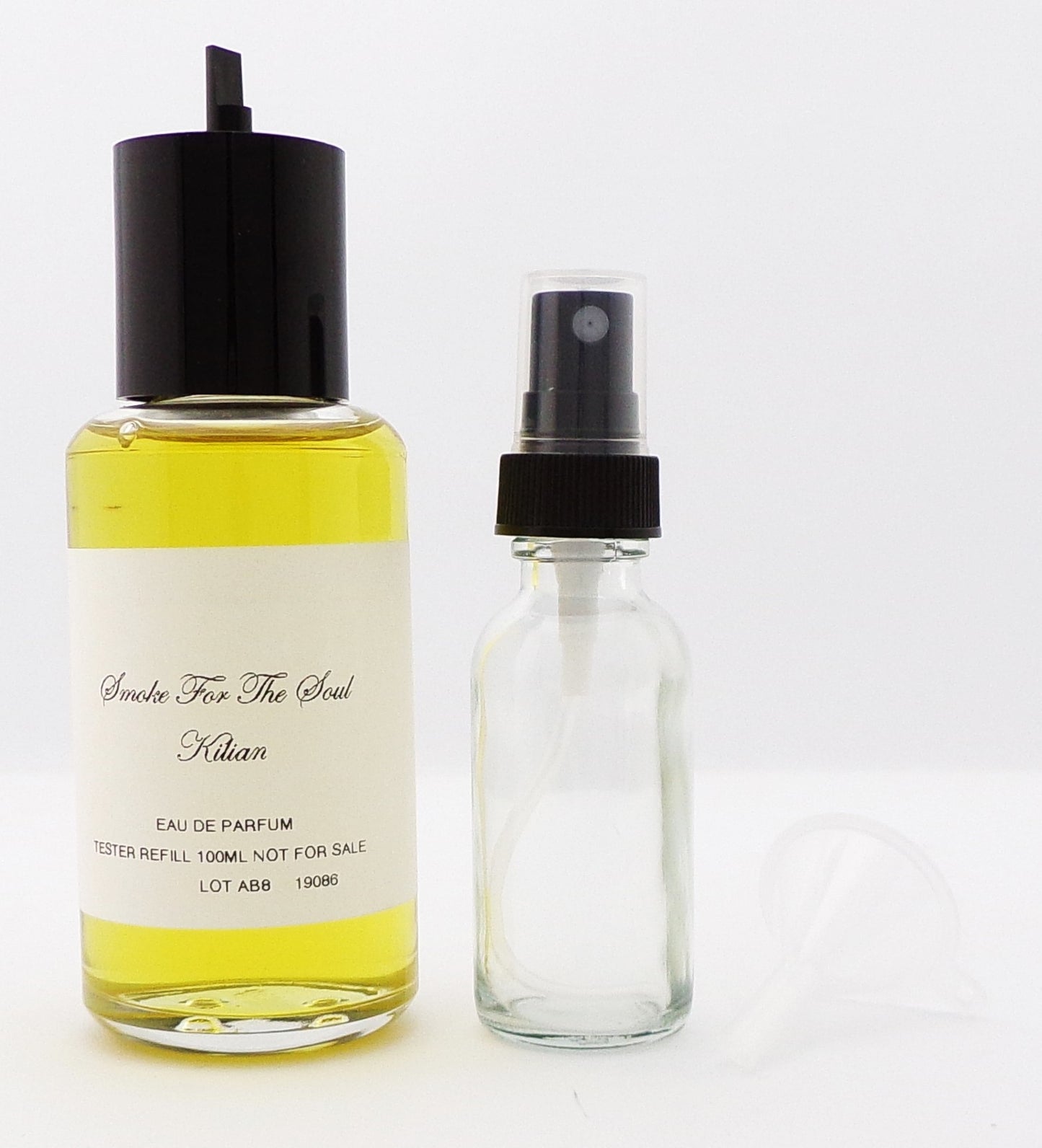 SMOKE FOR THE SOUL by Kilian 3.4 oz. Eau de Parfum Unisex REFILL Splash New TESTER + Free Empty 1.0 oz. Glass Spray Bottle + Free Funnel