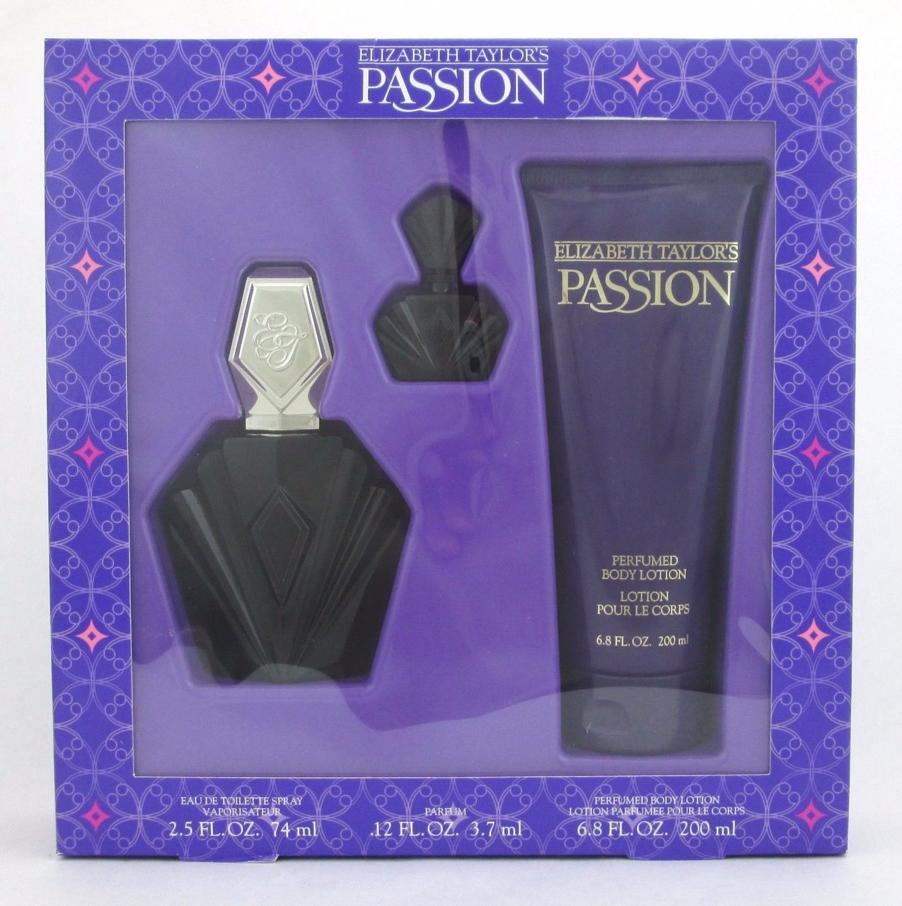 Passion by Elizabeth Taylor Women Perfume 3 Pieces Set 2.5oz EDT+Mini+Lotion