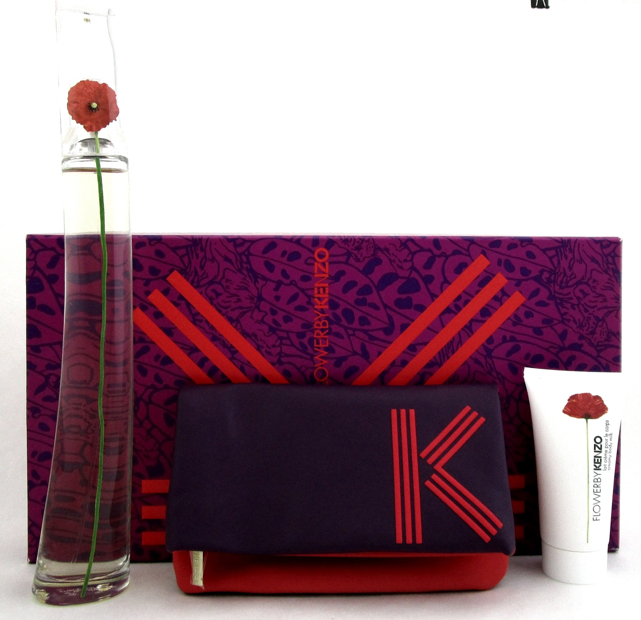 Flower by Kenzo Gift Set for Women: 3.4 oz EDP Spray +1.7 oz Body Milk. New Set.