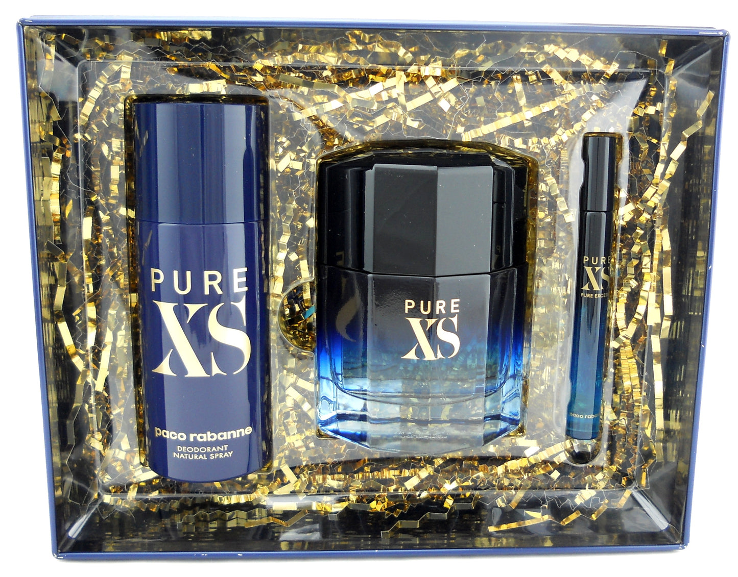 PURE XS by Paco Rabanne for Him 3.4oz.EDT + 5.1oz Deo + 0.34oz Travel Spray. New Set