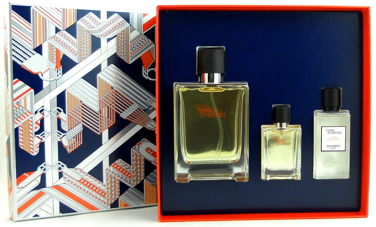 Terre D'Hermes by Hermes 3.3 oz.EDT Spray + 12 ml.Travel Spray + 1.3 oz. After Shave Lotion. Brand New Set.