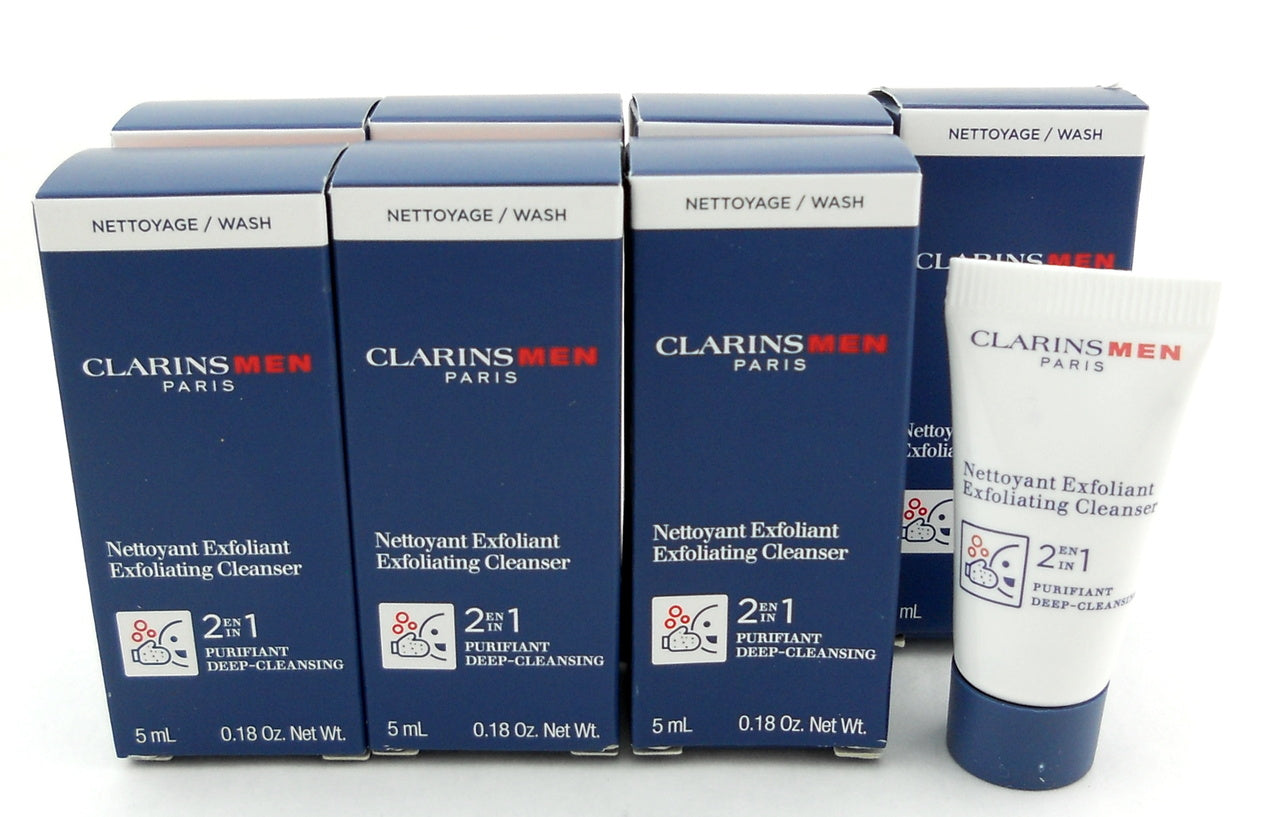 Clarins Men Exfoliating Cleanser 2in1 Deep Cleaning Travel Size 0.1oz. LOT of 7