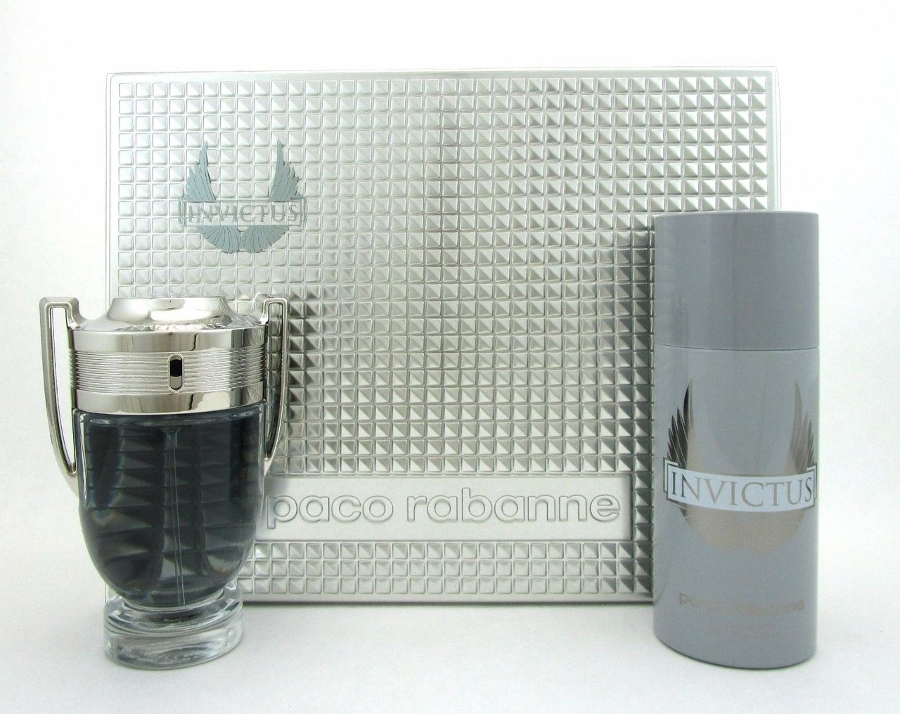Invictus by Paco Rabanne Set for Men: 3.4oz. EDT Spray + 5.1oz. Deodorant Spray