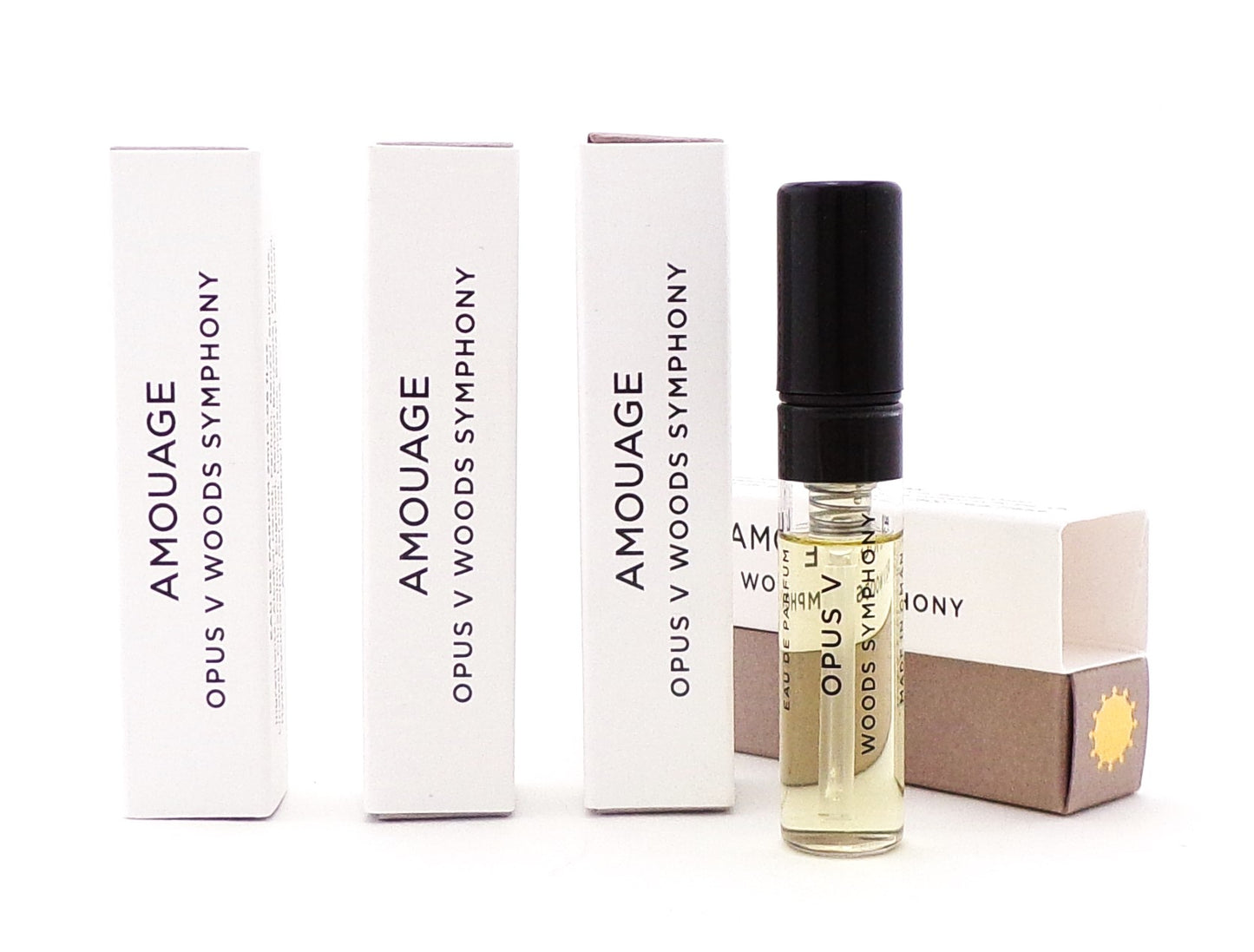 Amouage OPUS V WOODS SYMPHONY 0.06 oz. Eau de Parfum Unisex Sample Spray LOT OF 4 Vials Brand New.