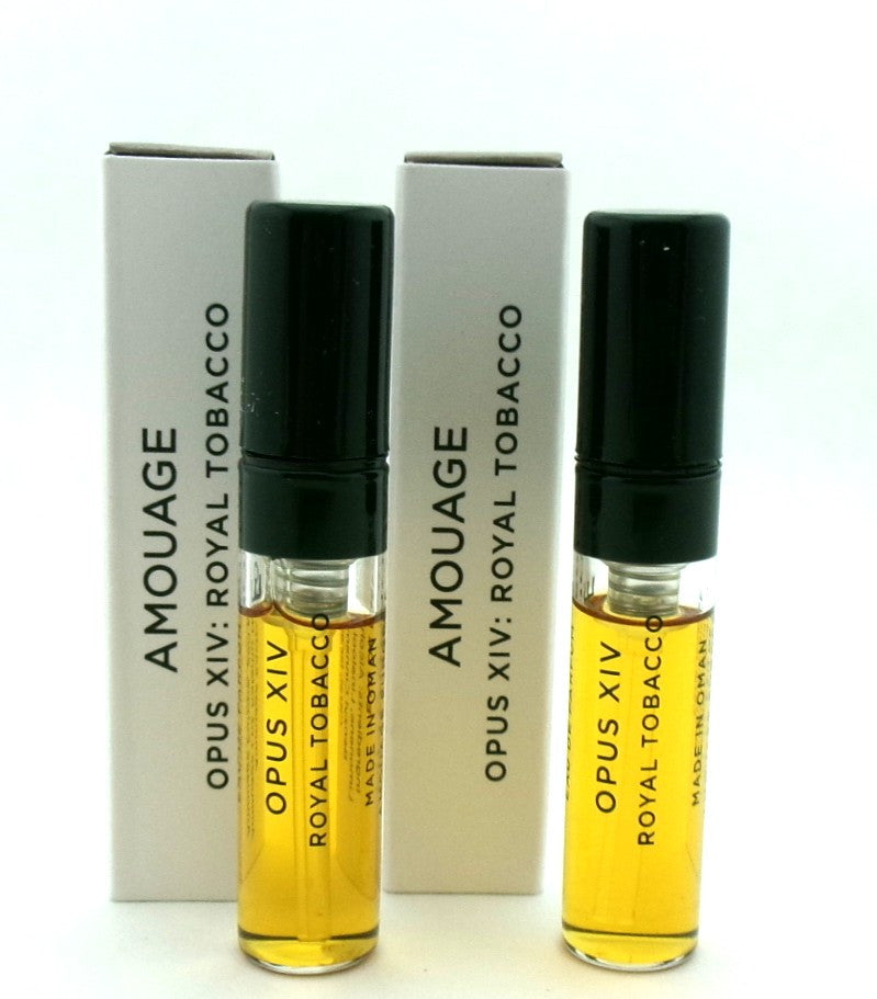 Amouage OPUS XIV: ROYAL TOBACCO Man 0.06 oz. Eau de Parfum Sample Spray LOT OF 2 Vials New
