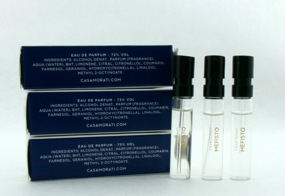 Casamorati MEFISTO by Xerjoff 0.06 oz. Eau de Parfum Sample Spray for Men. Lot of 3 Vials Damaged