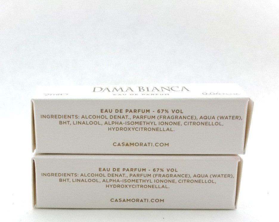 Casamorati DAMA BIANCA by Xerjoff 0.06 oz. Eau de Parfum Sample Spray for Women. Lot of 2 Vials Damaged