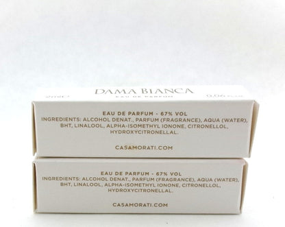Casamorati DAMA BIANCA by Xerjoff 0.06 oz. Eau de Parfum Sample Spray for Women. Lot of 2 Vials Damaged