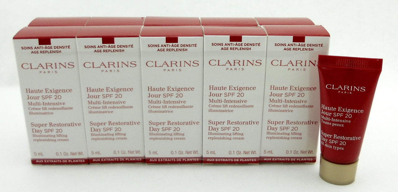 Clarins Super Restorative Day SPF20 Lifting Cream Travel Size 0.1oz./ 5 ml. LOT of 10